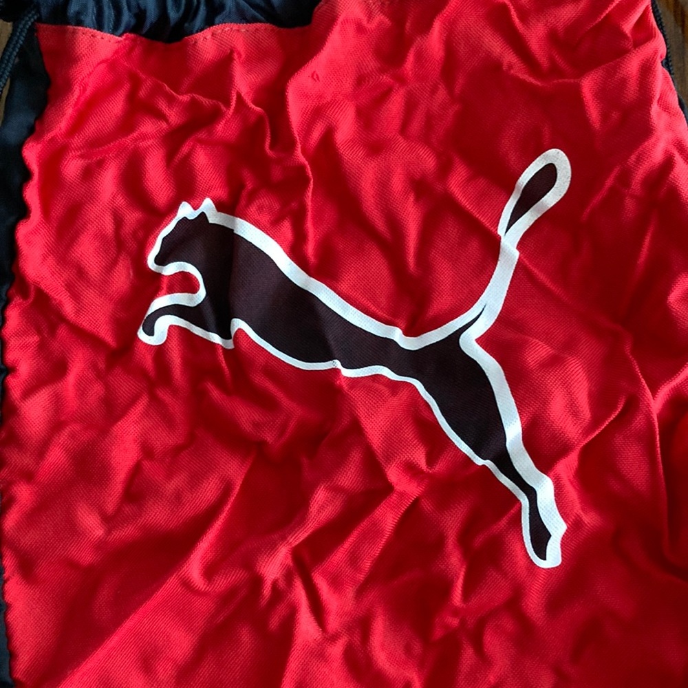 Puma Drawstring Backpack String Bag Red Black Pou… - image 2